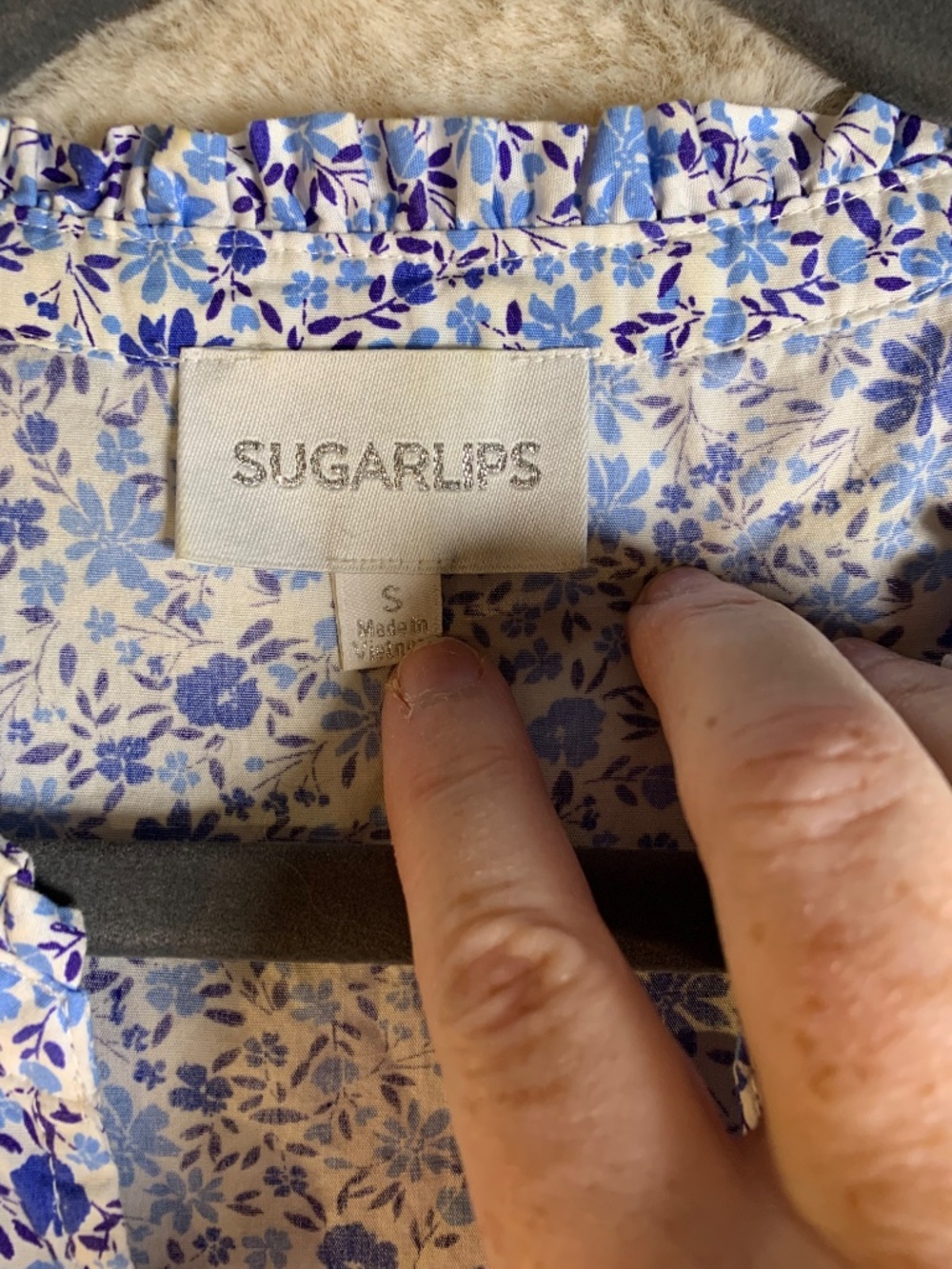 Sugar lips sz small blue floral top or dress - Picture 8 of 9